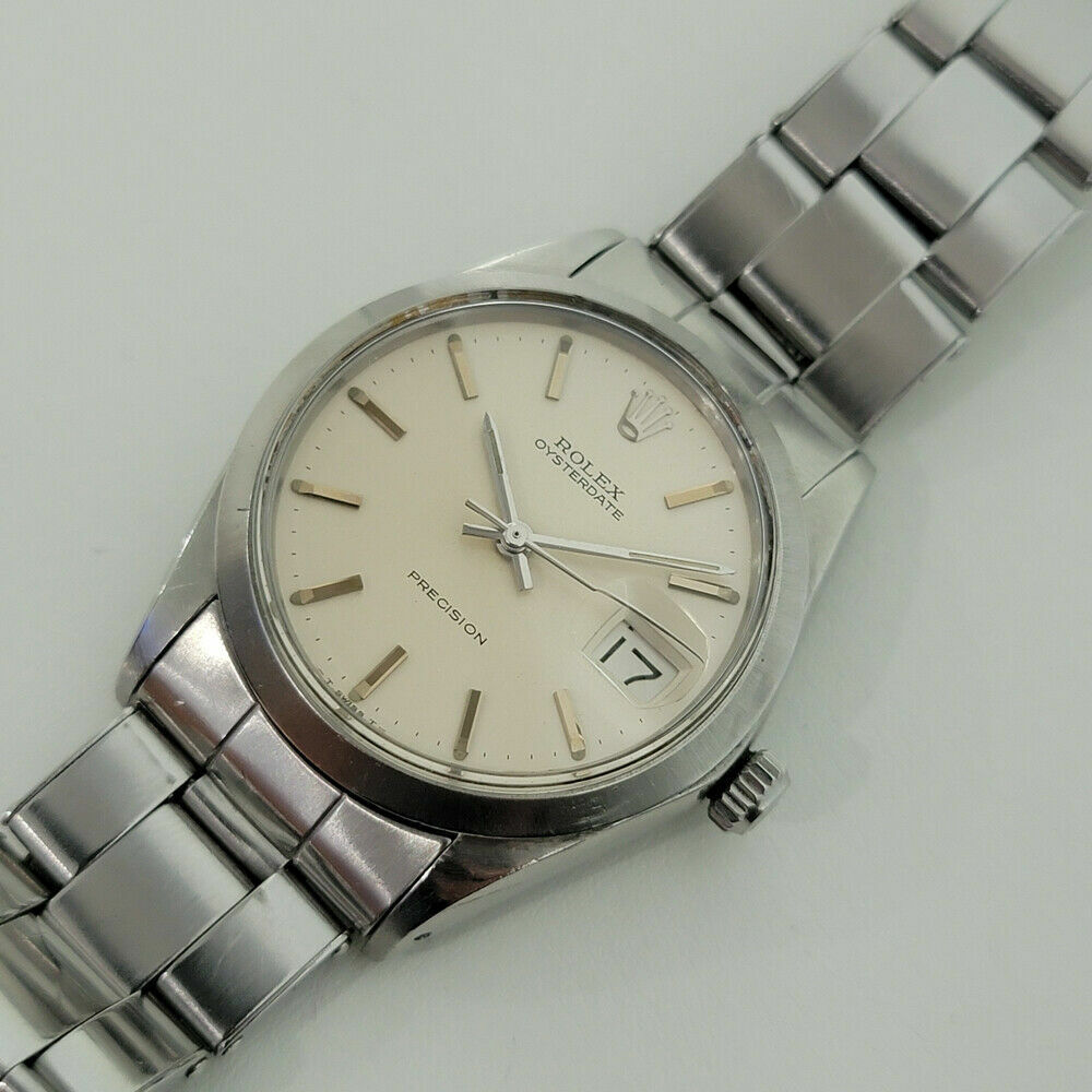 Mens Rolex Oysterdate Precision 1960s 6694 w Orig Box Paper Manual 34mm RA261