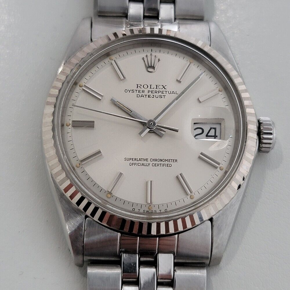 Mens Rolex Oyster Datejust 1601 36mm 18k Gold SS 1970s Automatic Vintage RA334