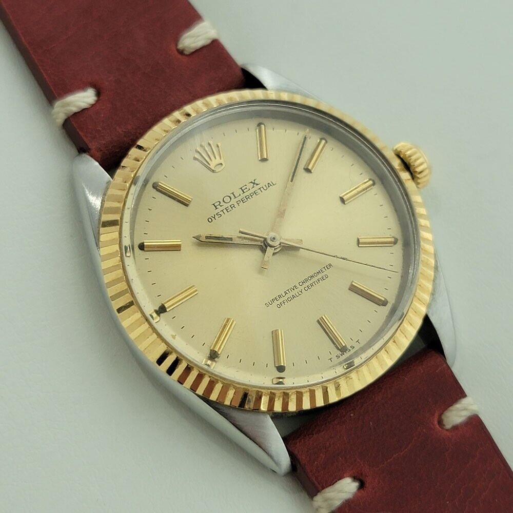 Mens Rolex Oyster Perpetual 5500 35mm 14k Gold SS Automatic Vintage 1960s RA179R