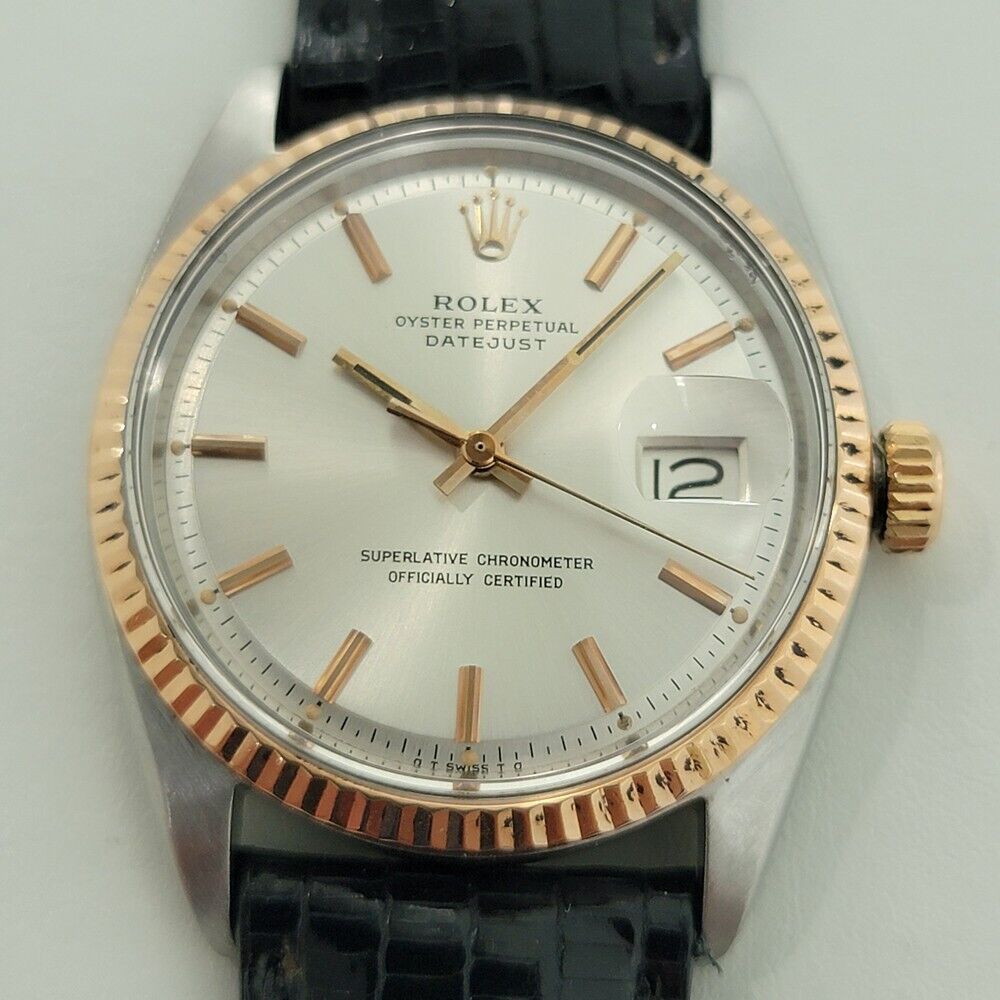 Mens Rolex Oyster Datejust Ref 1601 36mm 18k SS Automatic Vintage 1960s RJC159B