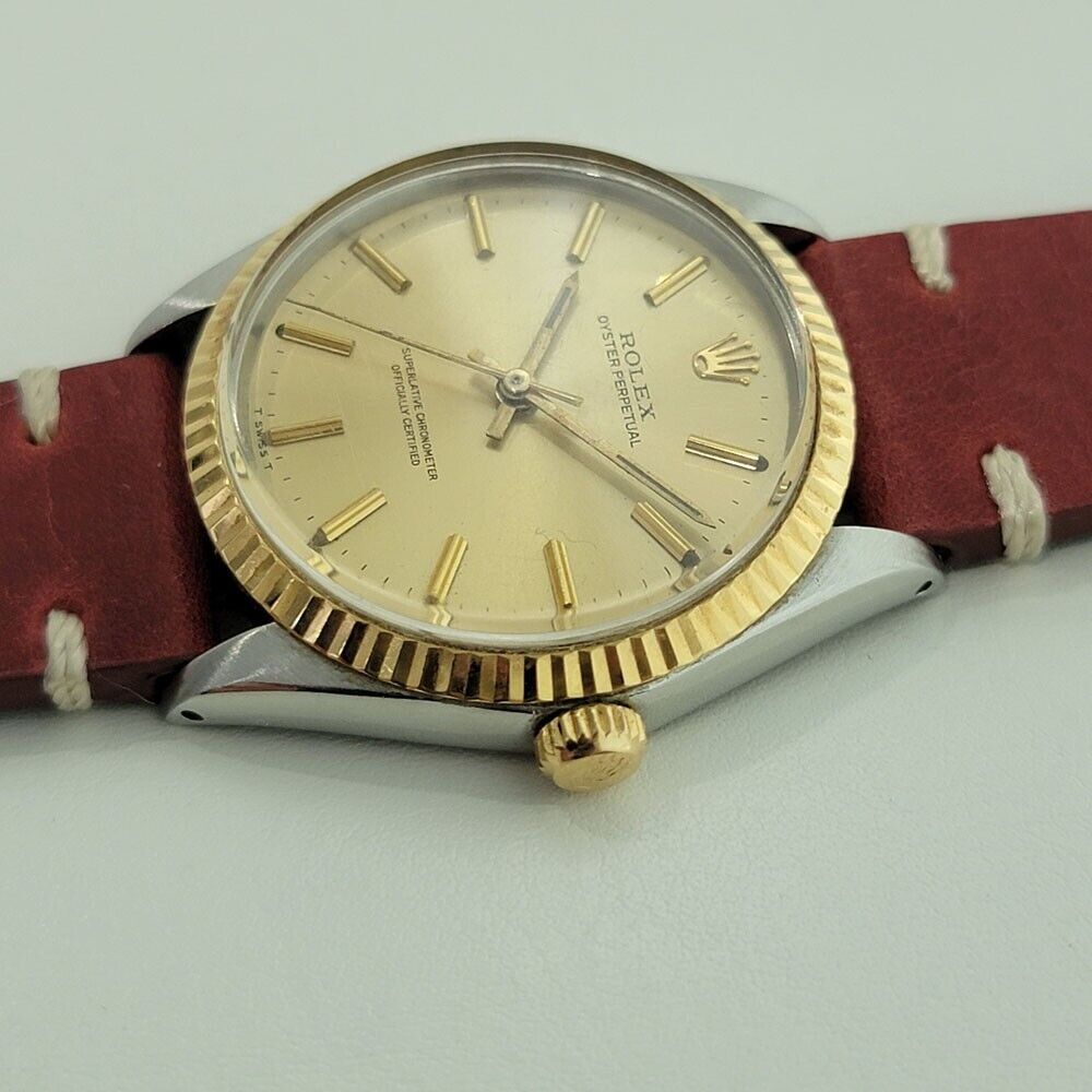 Mens Rolex Oyster Perpetual 5500 35mm 14k Gold SS Automatic Vintage 1960s RA179R