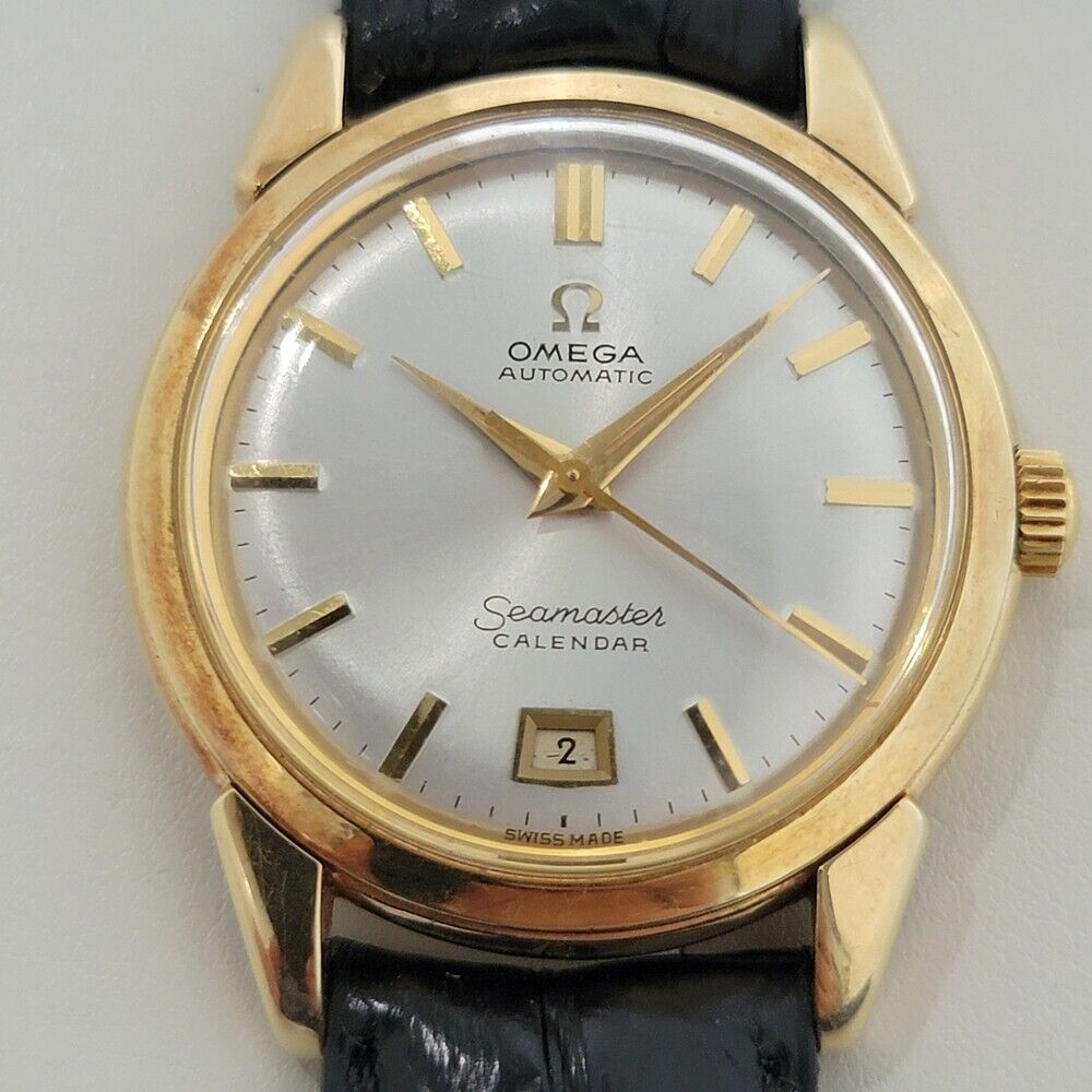 Mens Omega Seamaster Calendar 2627SC 35mm 14k Gold Bumper Automatic 1950s RA402