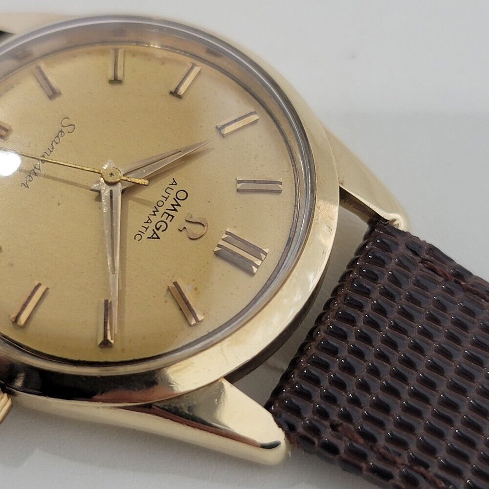 Mens Omega Seamaster Ref 2975 35mm 18k Gold Automatic 1950s Swiss Vintage RA406