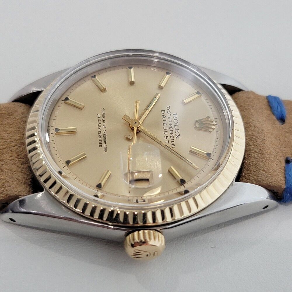 Mens Rolex Oyster Datejust 1601 36mm 18k Gold SS Automatic 1960s Vintage RA318