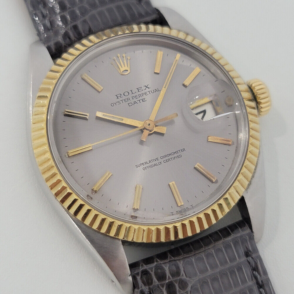Mens Rolex Oyster Perpetual Date 1500 35mm 18k Gold ss 1960s Automatic RJC145G