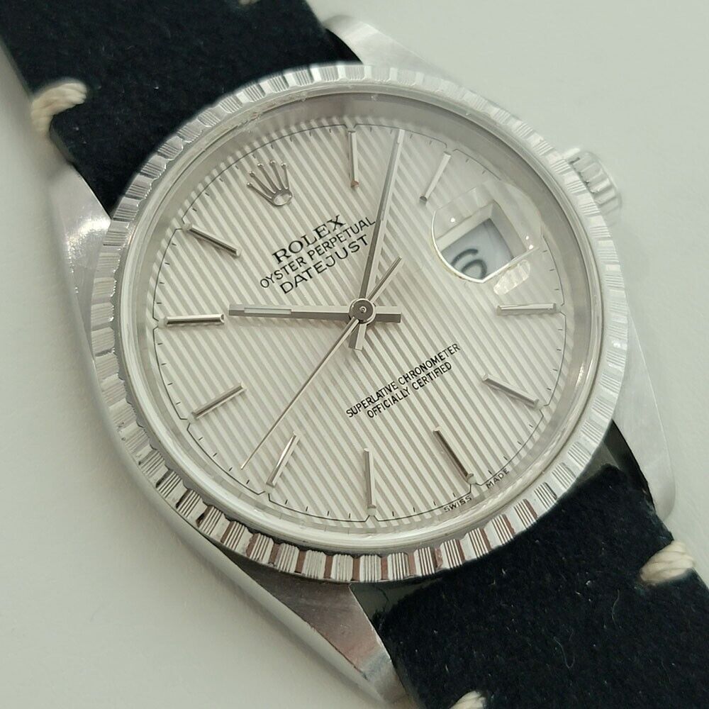 Mens Rolex Oyster Datejust 16220 36mm Rare Tapestry Dial 1990s Automatic RA278B