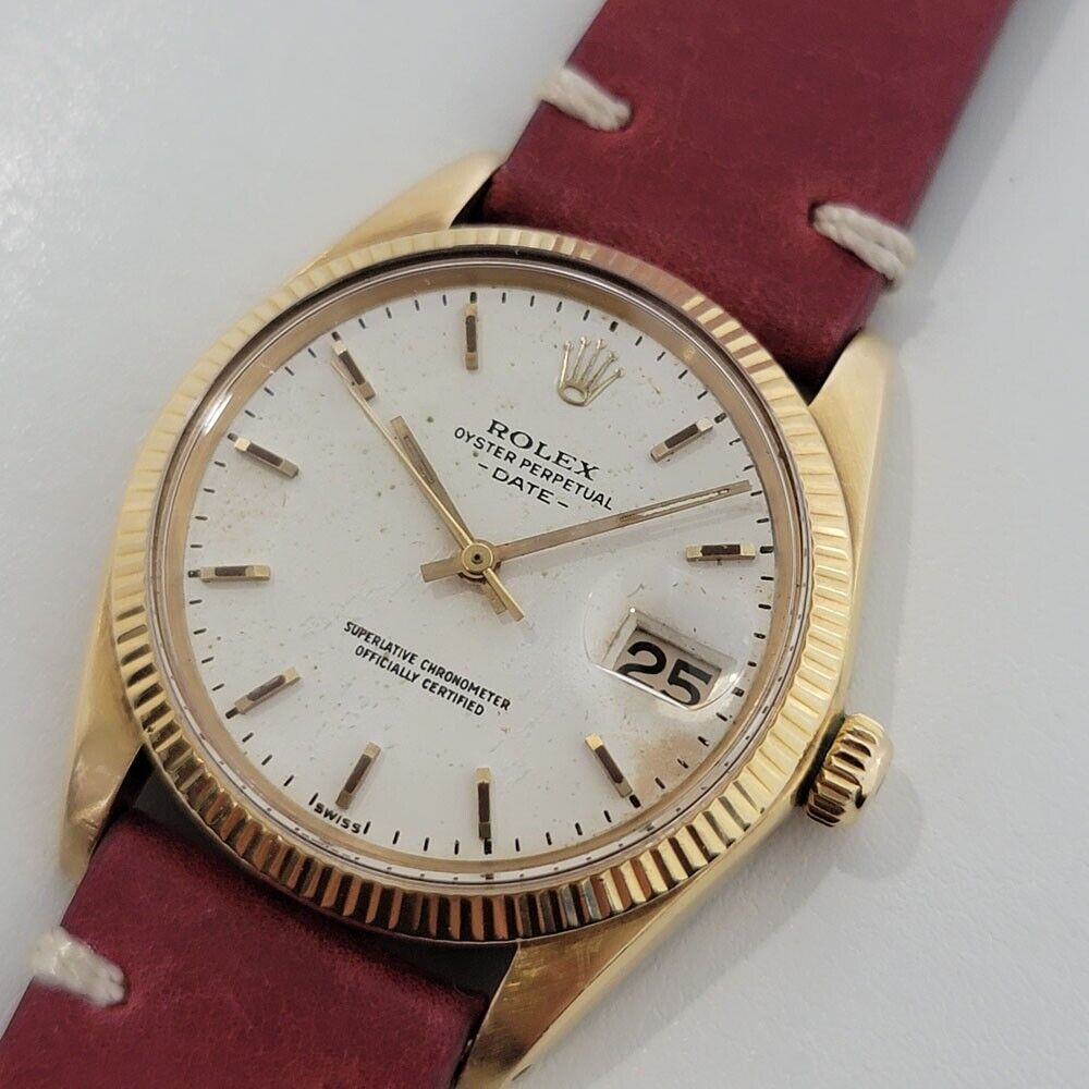 Mens Rolex Oyster Perpetual Date 1503 14k Solid Gold 35mm Automatic 1960s RA348