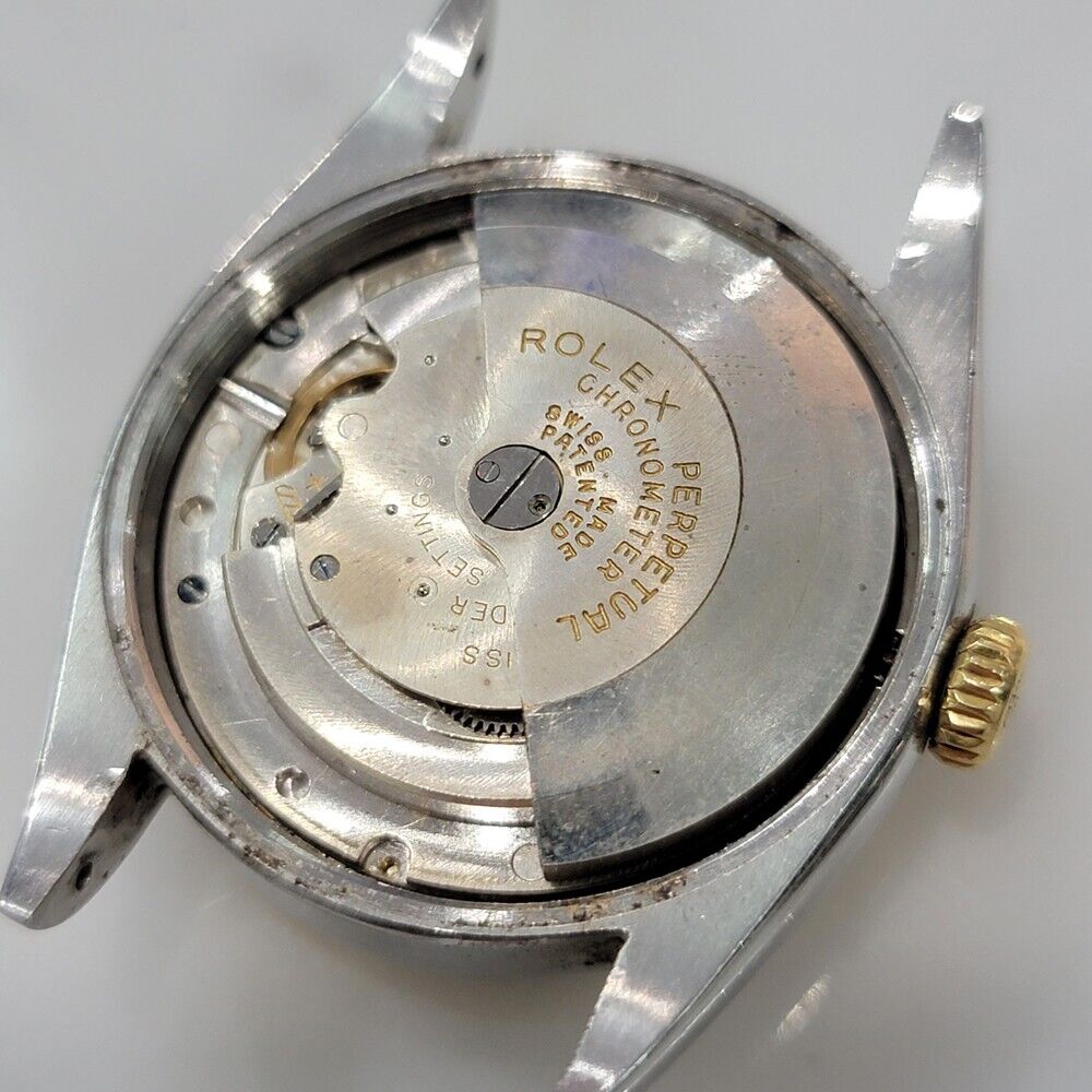 Mens Rolex Oyster Perpetual Ref 6105 18K SS Rare Red Date Automatic 1960s RA311B