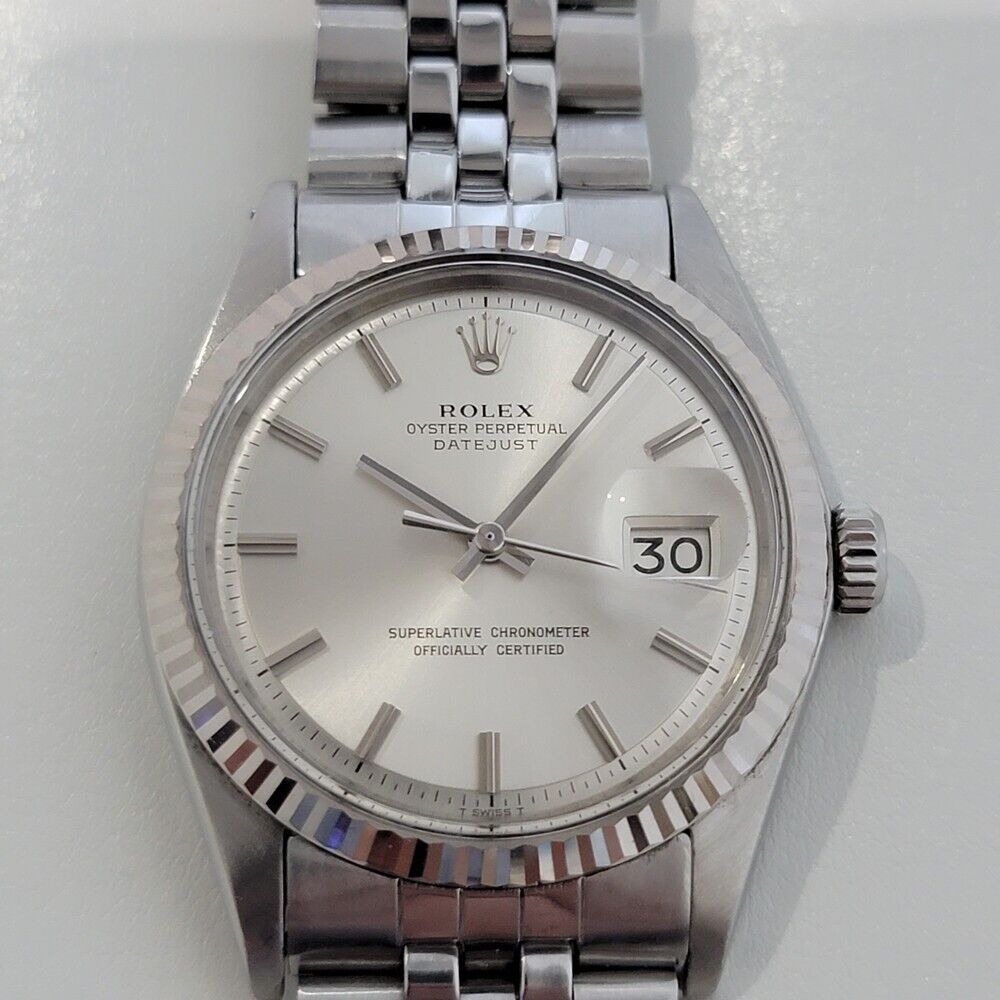 Mens Rolex Oyster Datejust 1601 36mm 18k Gold SS Automatic Vintage 1970s RA338