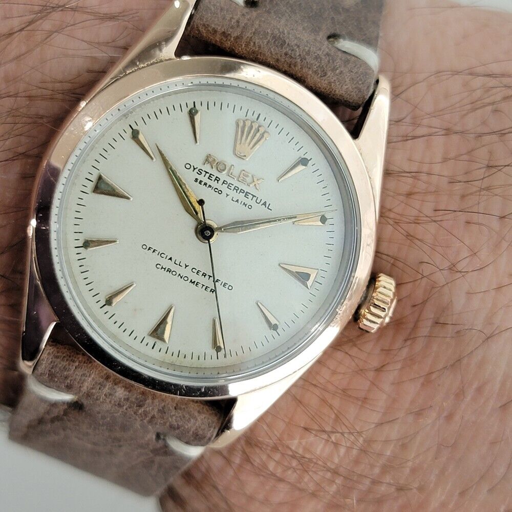 Mens Rolex Oyster Perpetual Ref 6334 34mm Gold Capped Automatic 1960s RA321