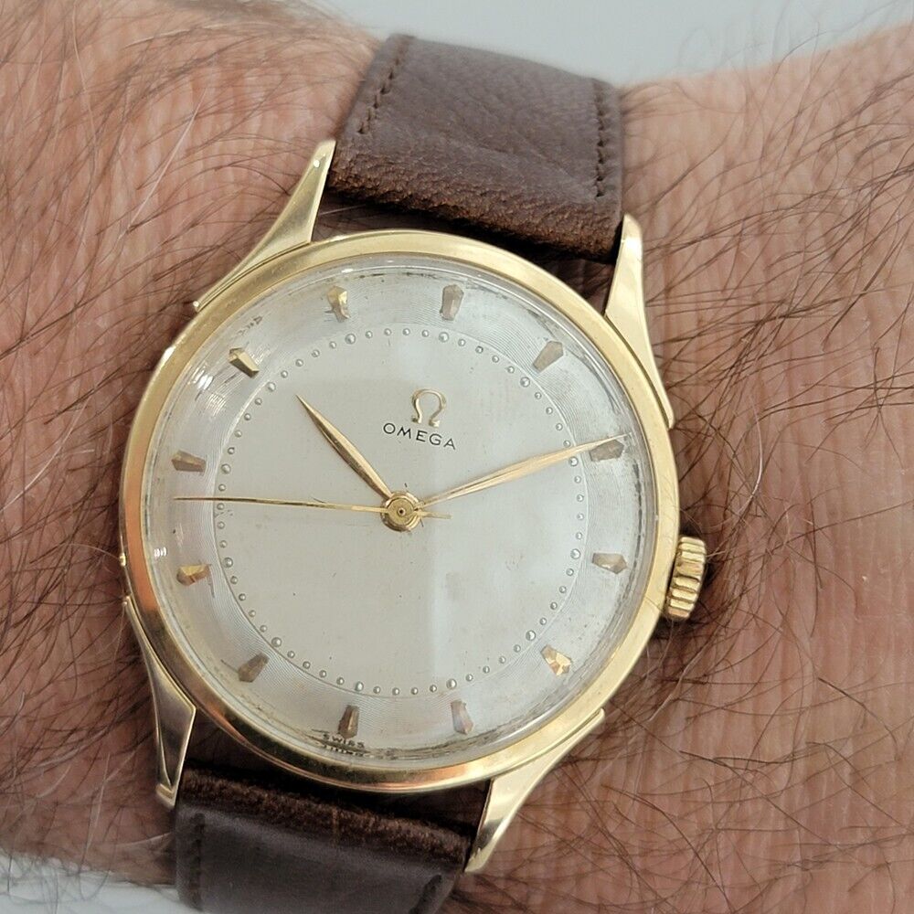 Mens Omega Ref 14191 35mm 14k Solid Gold Manual Wind 1940s Swiss Vintage JM12