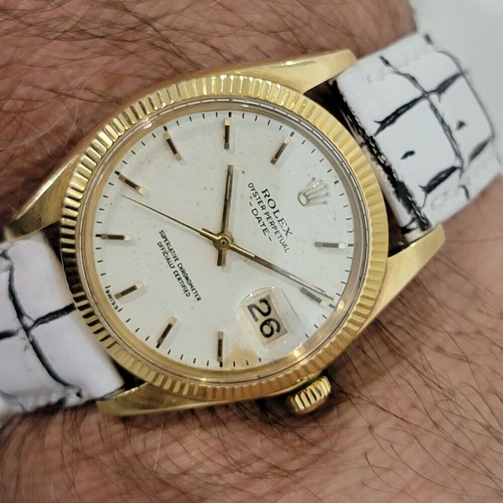 Mens Rolex Oyster Perpetual Date 1503 14k Solid Gold 35mm 1960s Automatic RA348W