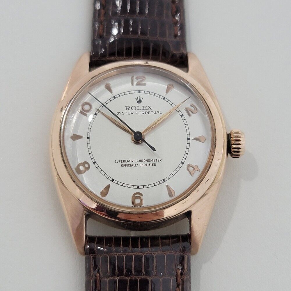 Mens Rolex Oyster Perpetual Ref 4392 32mm 18k Rose Gold 1940s Automatic RA362B