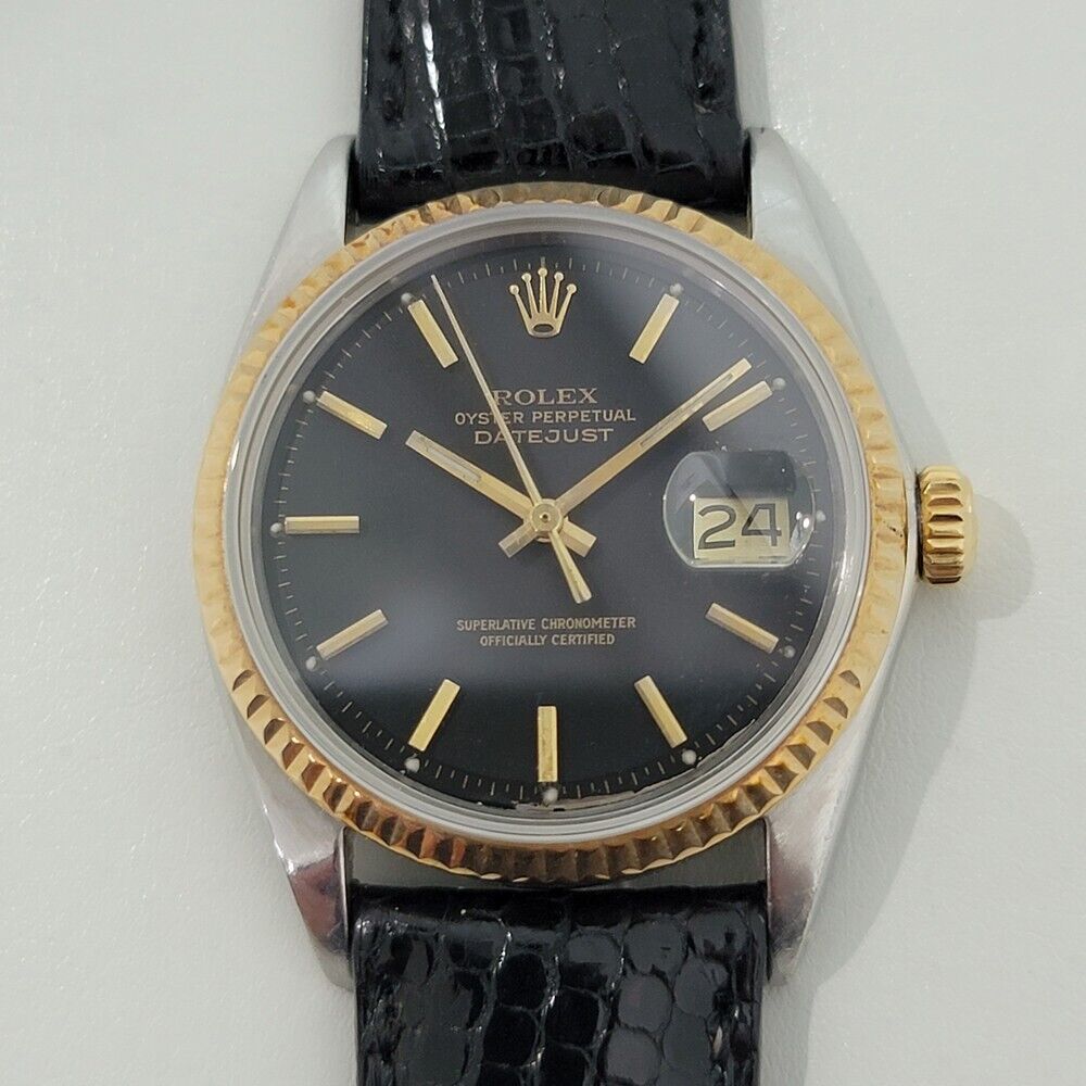 Mens Rolex Oyster Datejust 1601 36mm 18k Gold SS 1960s Automatic Vintage RJC142B