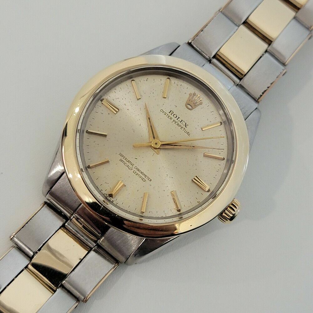 Mens Rolex Oyster Perpetual Ref 1005 14k Gold SS 1960s Automatic Vintage RJC204