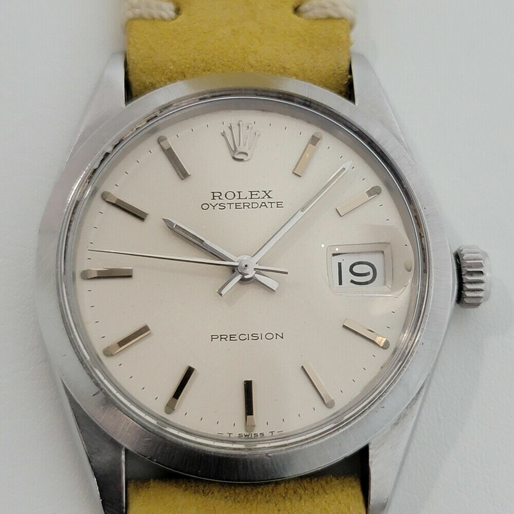 Mens Rolex Oysterdate Precision 1960s 6694 w Orig Box Paper 34mm Manual RA261Y