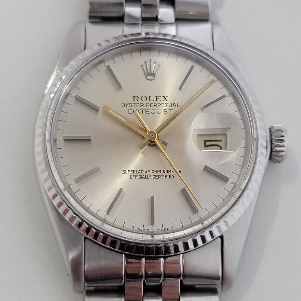 Mens Rolex Datejust Ref 16014 36mm 18k White Gold SS 1970s Automatic Swiss RA332