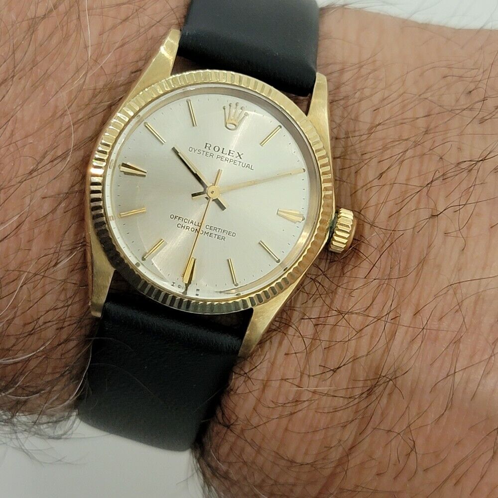 Midsize Rolex Oyster Perpetual 14k  Gold 1960s 6551 30mm Vintage Automatic RA276