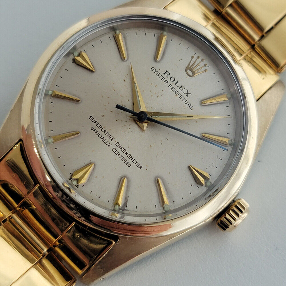 Mens Rolex Oyster Perpetual 1014 w Paper 1960s 34mm Automatic Gold Capped RA236