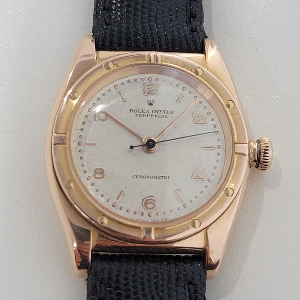 Mens Rolex Oyster Perpetual 3372 32mm 18k Rose Gold 1940s Automatic Swiss RA316B