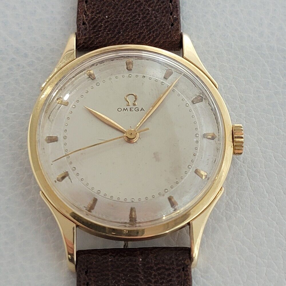 Mens Omega Ref 14191 35mm 14k Solid Gold Manual Wind 1940s Swiss Vintage JM12