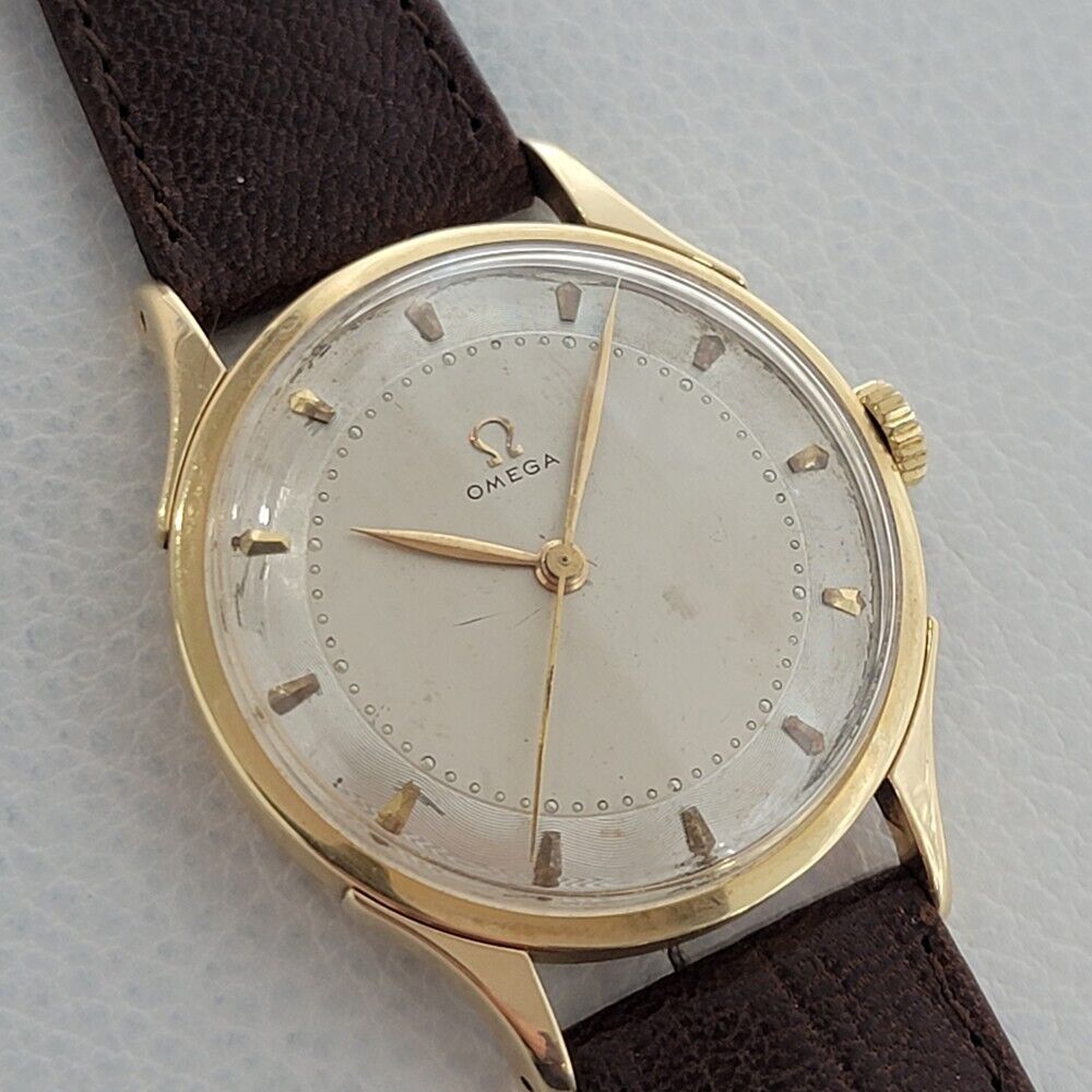 Mens Omega Ref 14191 35mm 14k Solid Gold Manual Wind 1940s Swiss Vintage JM12