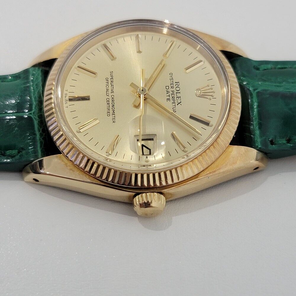 Mens Rolex Oyster Perpetual Date Ref 1503 35mm 14k Gold 1970s Automatic RJC192G