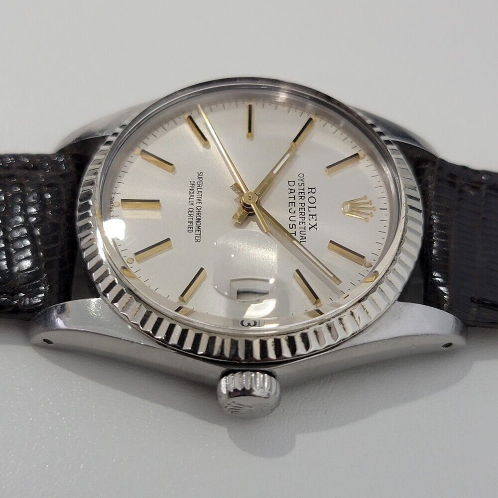 Mens Rolex Datejust 16014 36mm 18k White Gold SS Automatic Swiss 1980s RA330B