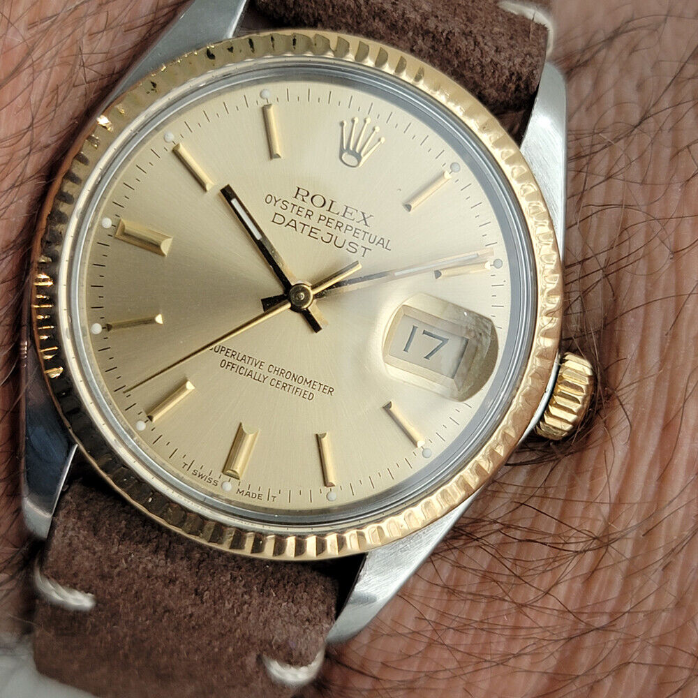 Mens Rolex Oyster Datejust Ref 16013 36mm 18k SS Automatic Swiss 1980s RJC177