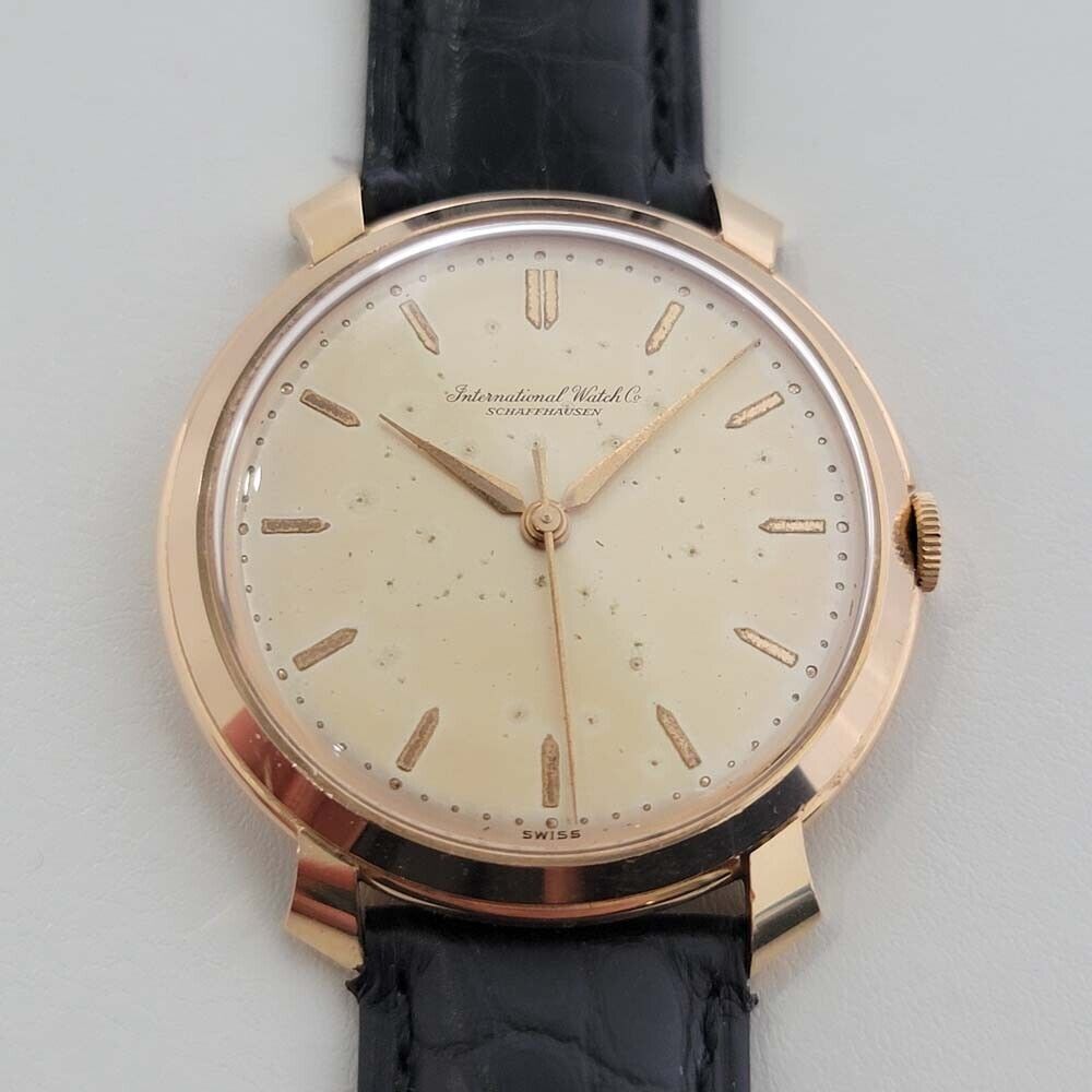 Mens IWC Schaffhausen 18k Rose Gold 37mm Manual Watch 1960s Vintage RA326