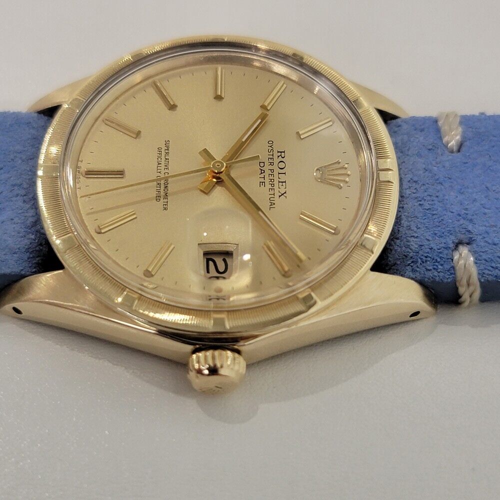 Mens Rolex Oyster Perpetual Date Ref 1501 35mm 14k Gold 1970s Automatic RA351B