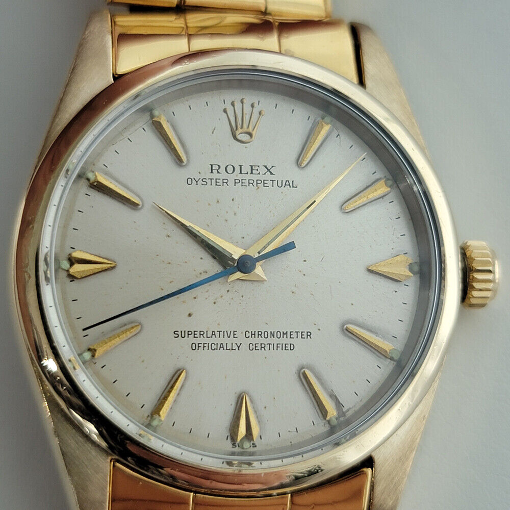 Mens Rolex Oyster Perpetual 1014 w Paper 1960s 34mm Automatic Gold Capped RA236