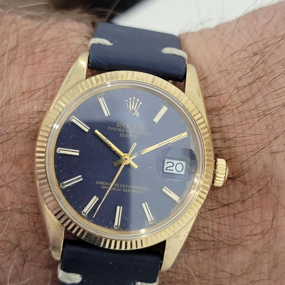 Mens Rolex Oyster Perpetual Date Ref 1503 14k Gold 35mm 1960s Automatic RA264B