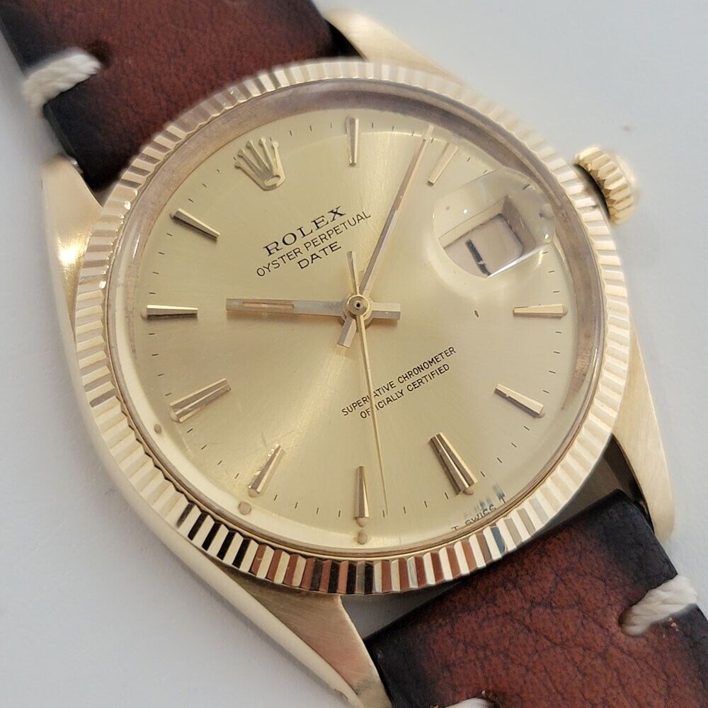 Mens Rolex Oyster Perpetual Date 1503 14k Gold 1960s Automatic Vintage RA347B