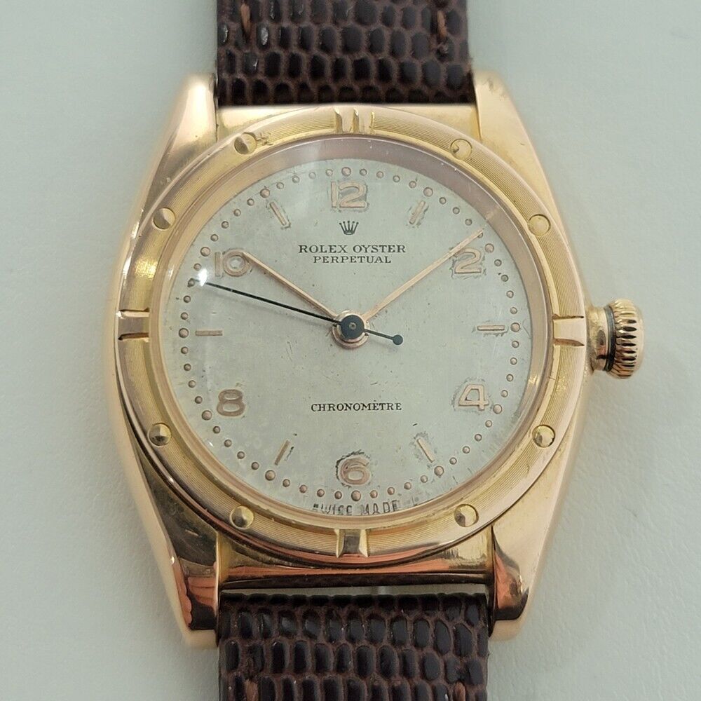 Mens Rolex Oyster Perpetual Ref 3372 32mm 18k Rose Gold 1940s Automatic RA316