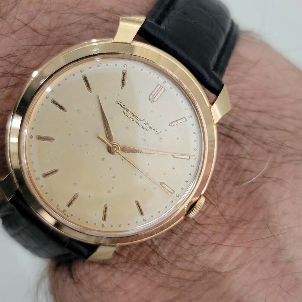 Mens IWC Schaffhausen 18k Rose Gold 37mm Manual Watch 1960s Vintage RA326