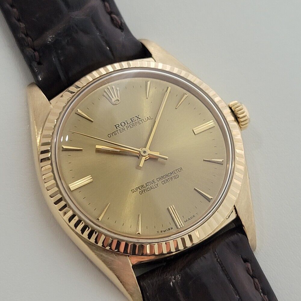 Mens Rolex Oyster Perpetual 1960s Ref 1013 36mm 18K Gold Vintage Automatic RA310