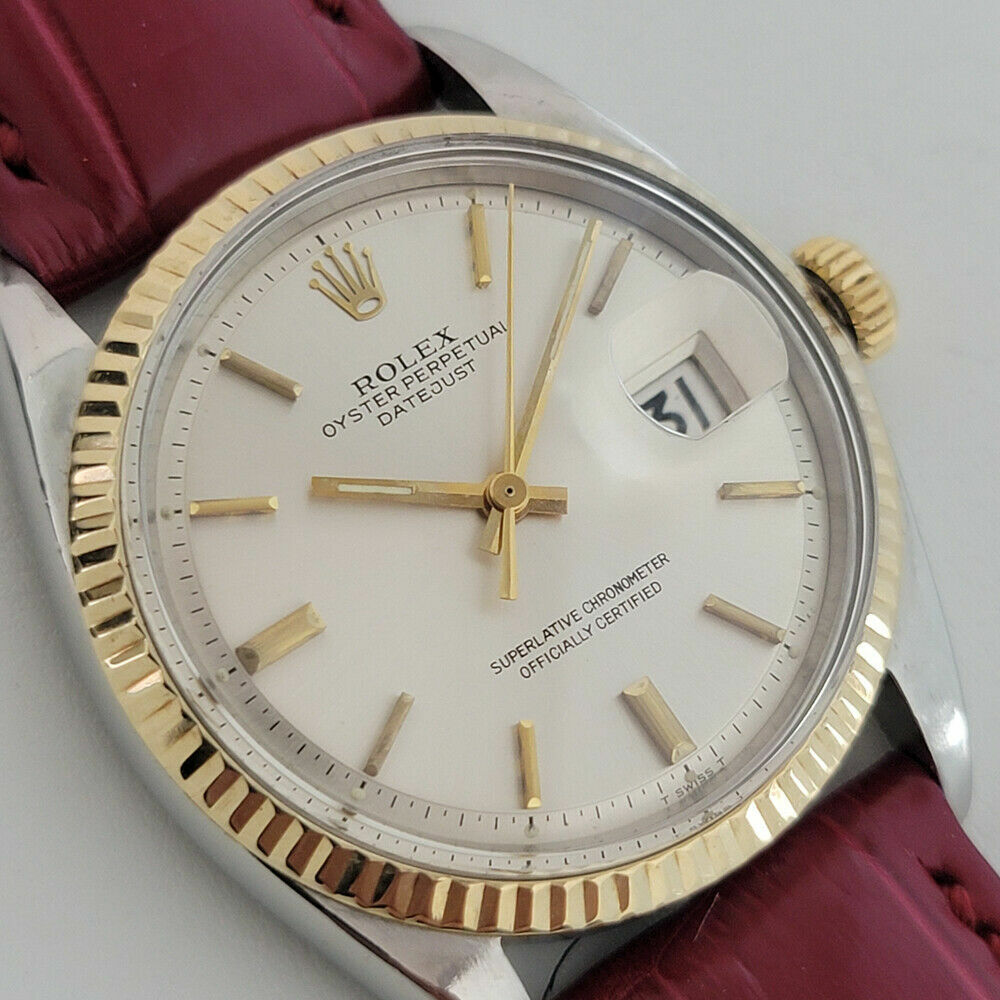 Mens Rolex Oyster Datejust 1601 36mm 18k SS 1970s Automatic Vintage Swiss RJC189