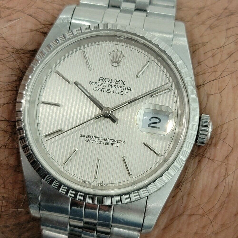 Mens Rolex Oyster Datejust Tapestry Ref 16220 36mm 1990s Auto All Original RA278