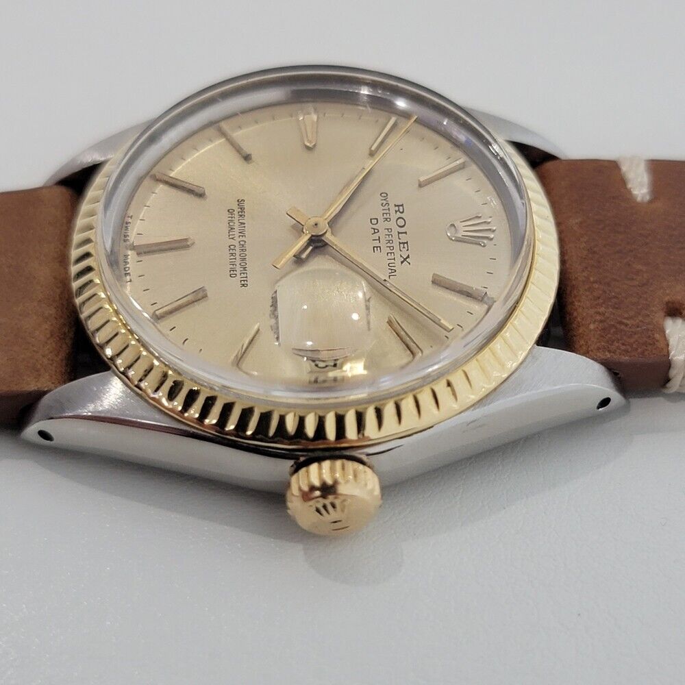 Mens Rolex Oyster Perpetual Date 1500 14k Gold ss 35mm 1960s Automatic RA168B