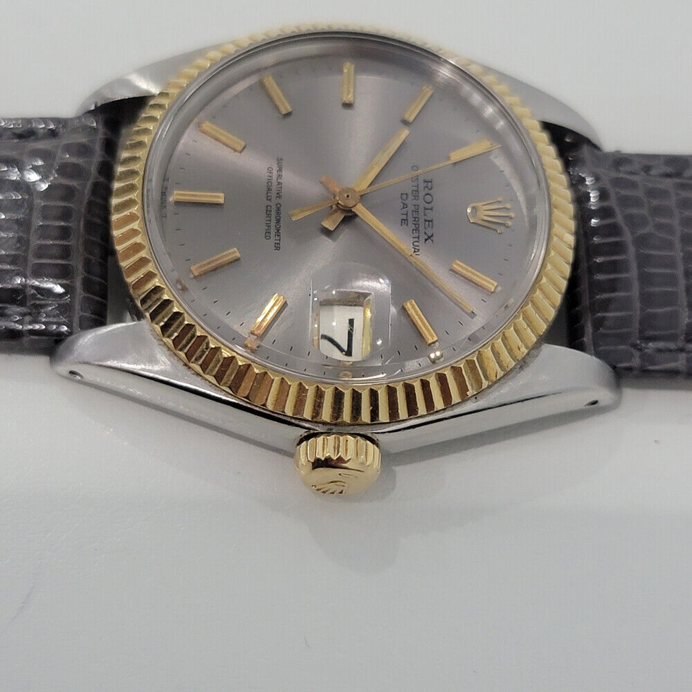 Mens Rolex Oyster Perpetual Date 1500 35mm 18k Gold ss 1960s Automatic RJC145G