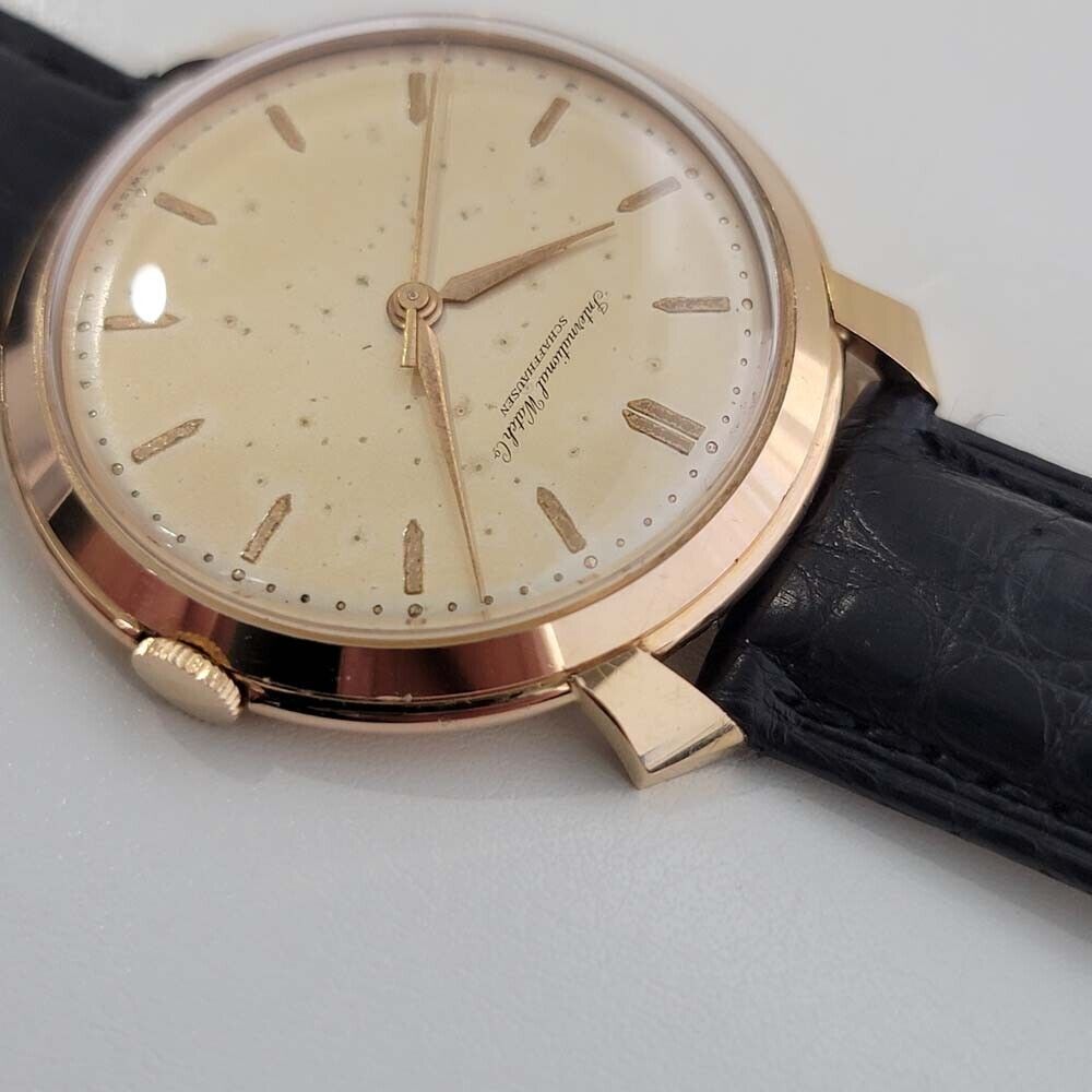 Mens IWC Schaffhausen 18k Rose Gold 37mm Manual Watch 1960s Vintage RA326