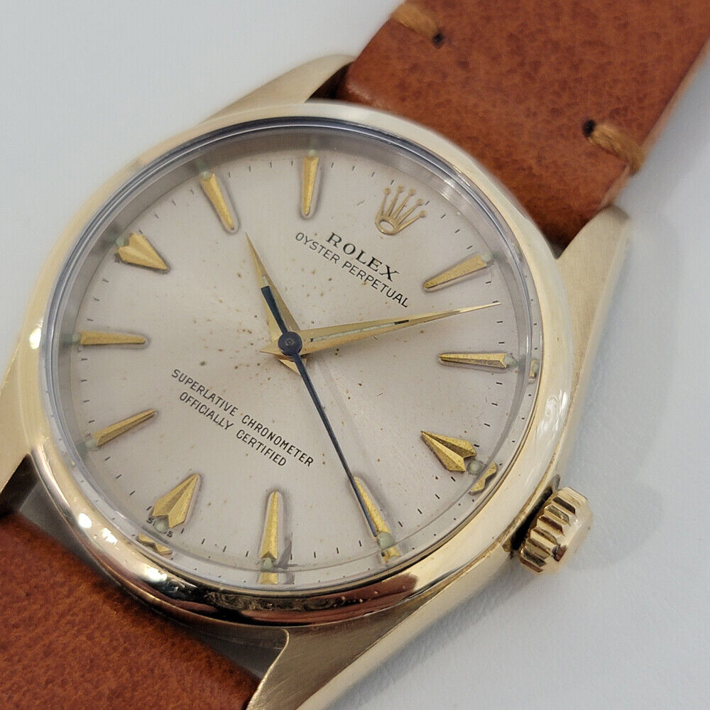 Mens Rolex Oyster Perpetual 1014 w Paper 34mm Automatic Gold Capped 1960s RA236T