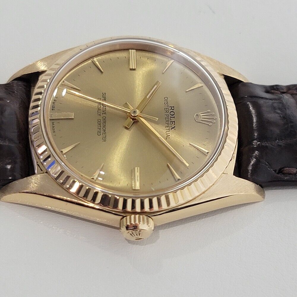 Mens Rolex Oyster Perpetual 1960s Ref 1013 36mm 18K Gold Vintage Automatic RA310