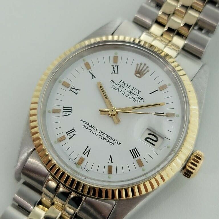 Mens Rolex Oyster Datejust 1600 36mm 14k Gold SS Automatic Swiss 1960s RA169
