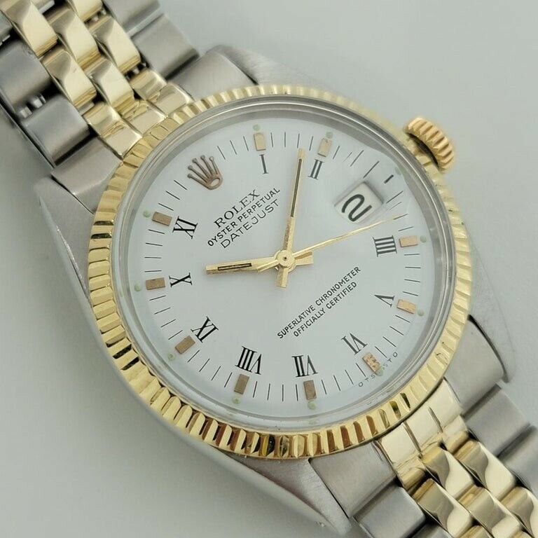 Mens Rolex Oyster Datejust 1600 36mm 14k Gold SS Automatic Swiss 1960s RA169