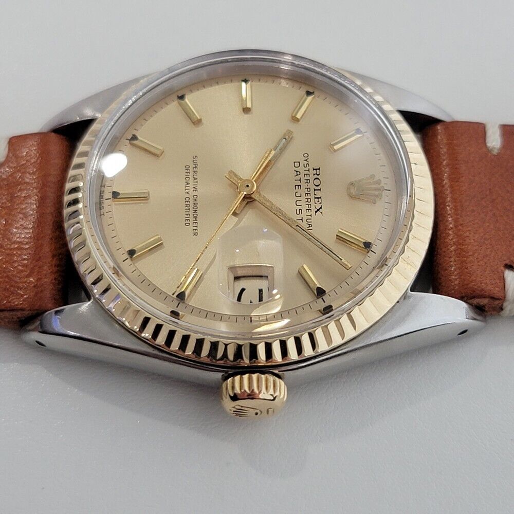 Mens Rolex Oyster Datejust 1601 36mm 18k Gold SS Automatic 1960s Swiss RA318B