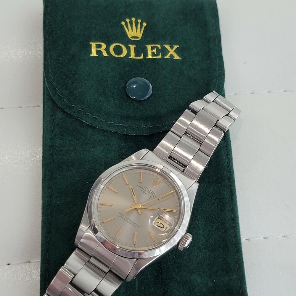 Mens Rolex Oyster Perpetual 1970s Date 1500 Automatic 35mm w Rolex Pouch RA190