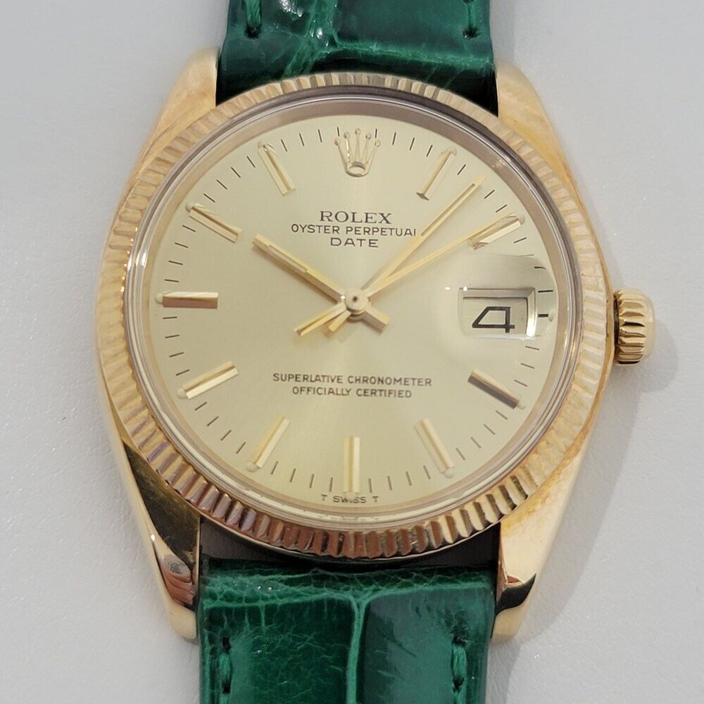 Mens Rolex Oyster Perpetual Date Ref 1503 35mm 14k Gold 1970s Automatic RJC192G