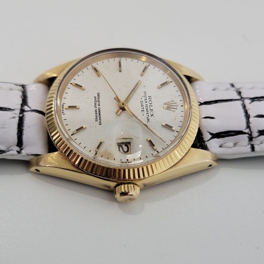 Mens Rolex Oyster Perpetual Date 1503 14k Solid Gold 35mm 1960s Automatic RA348W